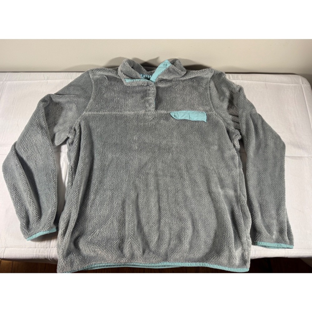 Jachs Cabin Mens Grey High Pile Fleece Snap Pullover Jacket Large